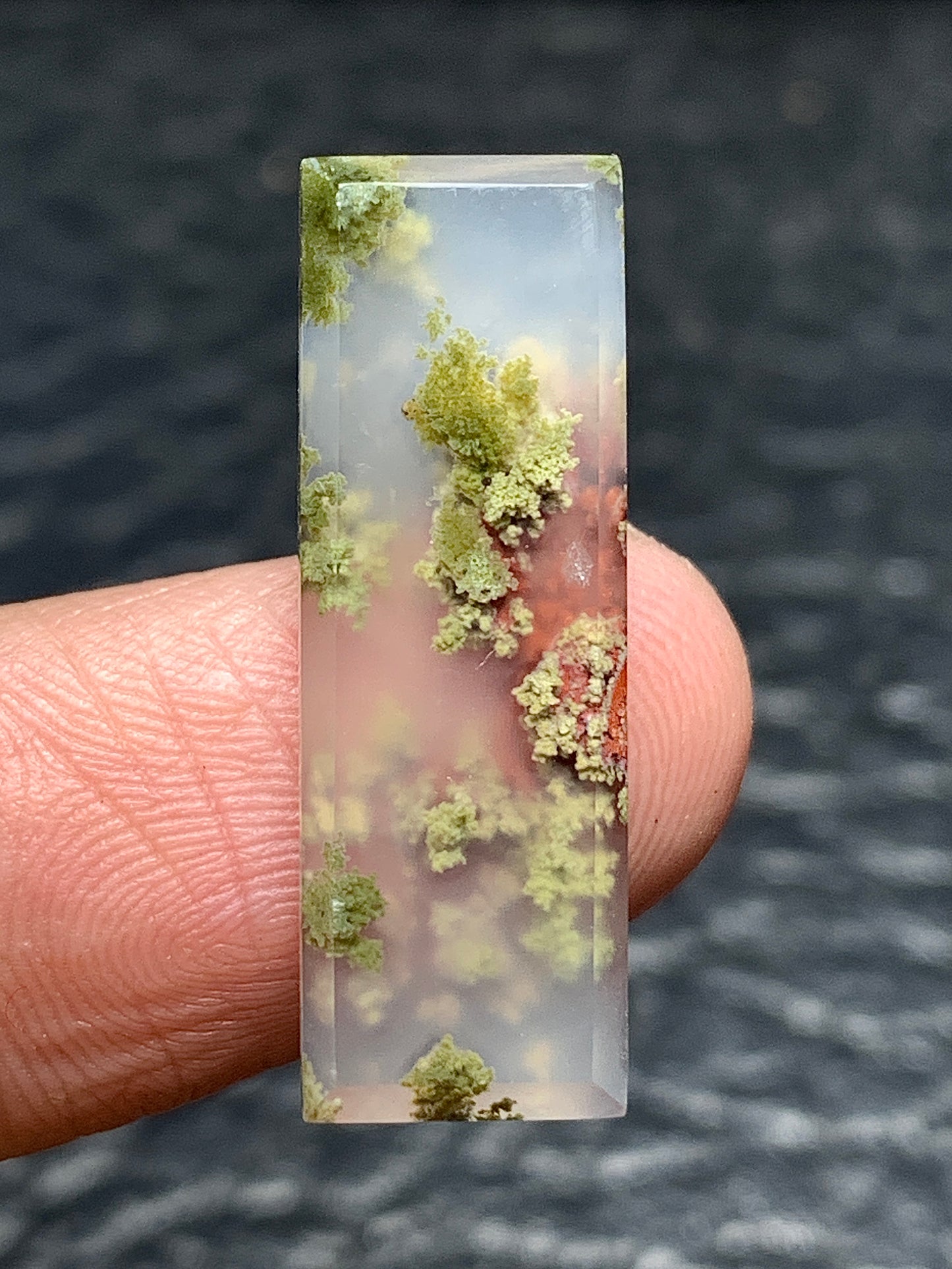 Scenic Moss Agate Rectangle Cabochon 25x8.2x3.8mm