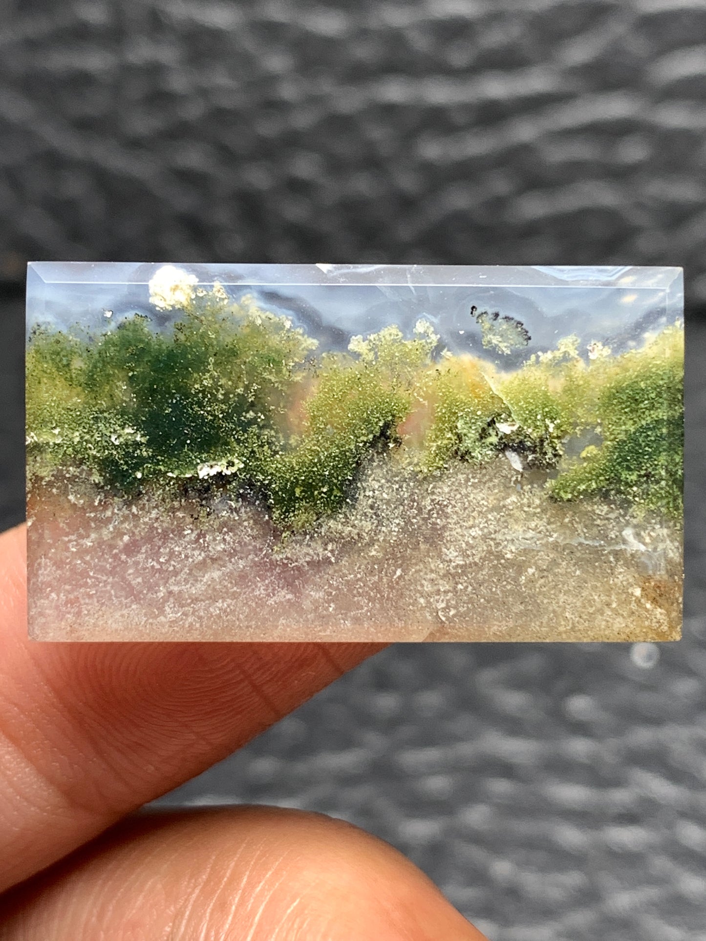 Scenic Moss Agate Rectangle Cabochon 29.5x17x3.6mm