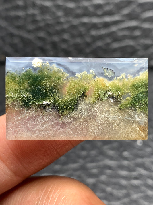 Scenic Moss Agate Rectangle Cabochon 29.5x17x3.6mm