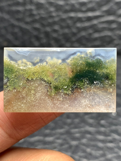 Scenic Moss Agate Rectangle Cabochon 29.5x17x3.6mm