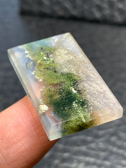 Scenic Moss Agate Rectangle Cabochon 29.5x17x3.6mm