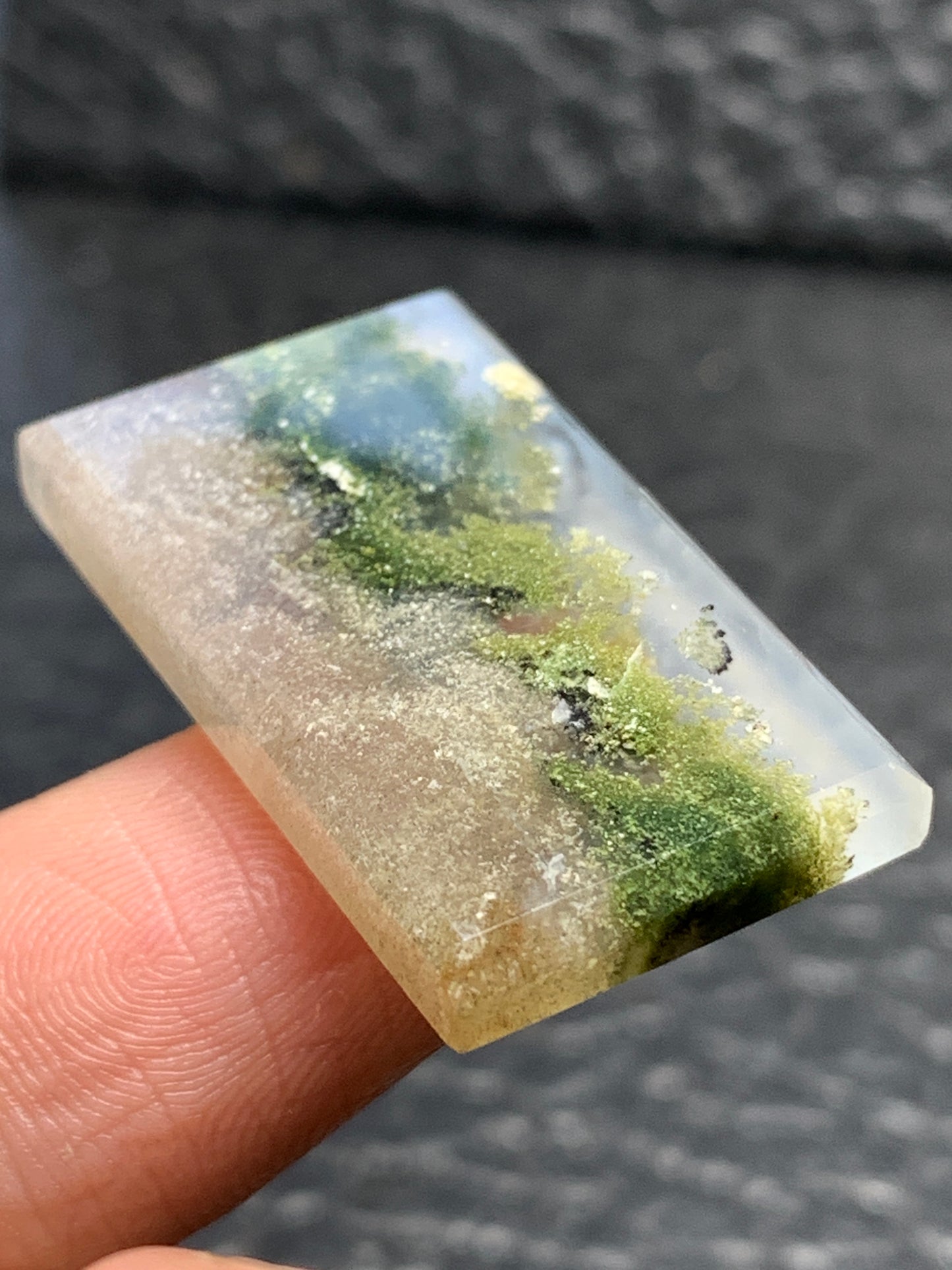 Scenic Moss Agate Rectangle Cabochon 29.5x17x3.6mm