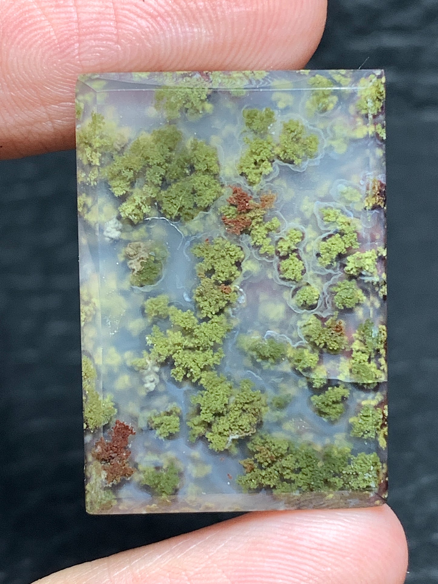 Scenic Moss Agate Rectangle Cabochon 29x20x3.8mm