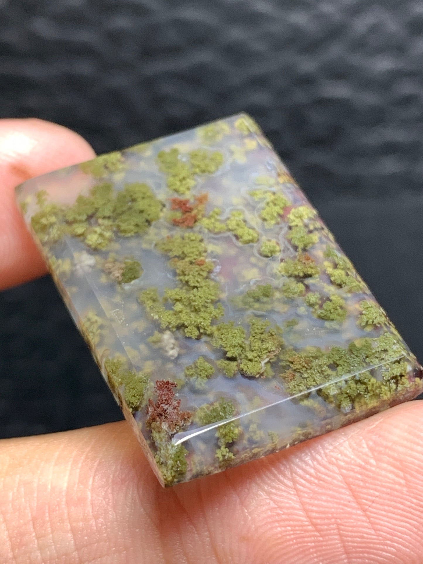 Scenic Moss Agate Rectangle Cabochon 29x20x3.8mm