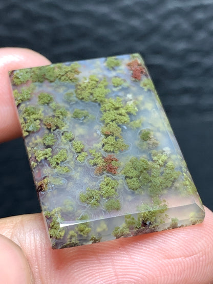 Scenic Moss Agate Rectangle Cabochon 29x20x3.8mm