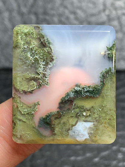 Scenic Moss Agate Rectangle Cabochon 29x25x4.5mm