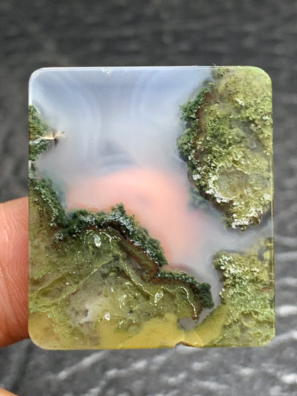 Scenic Moss Agate Rectangle Cabochon 29x25x4.5mm