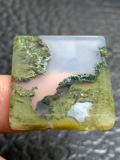 Scenic Moss Agate Rectangle Cabochon 29x25x4.5mm