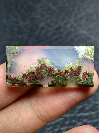 Scenic Moss Agate Rectangle Cabochon 32x15x4.5mm