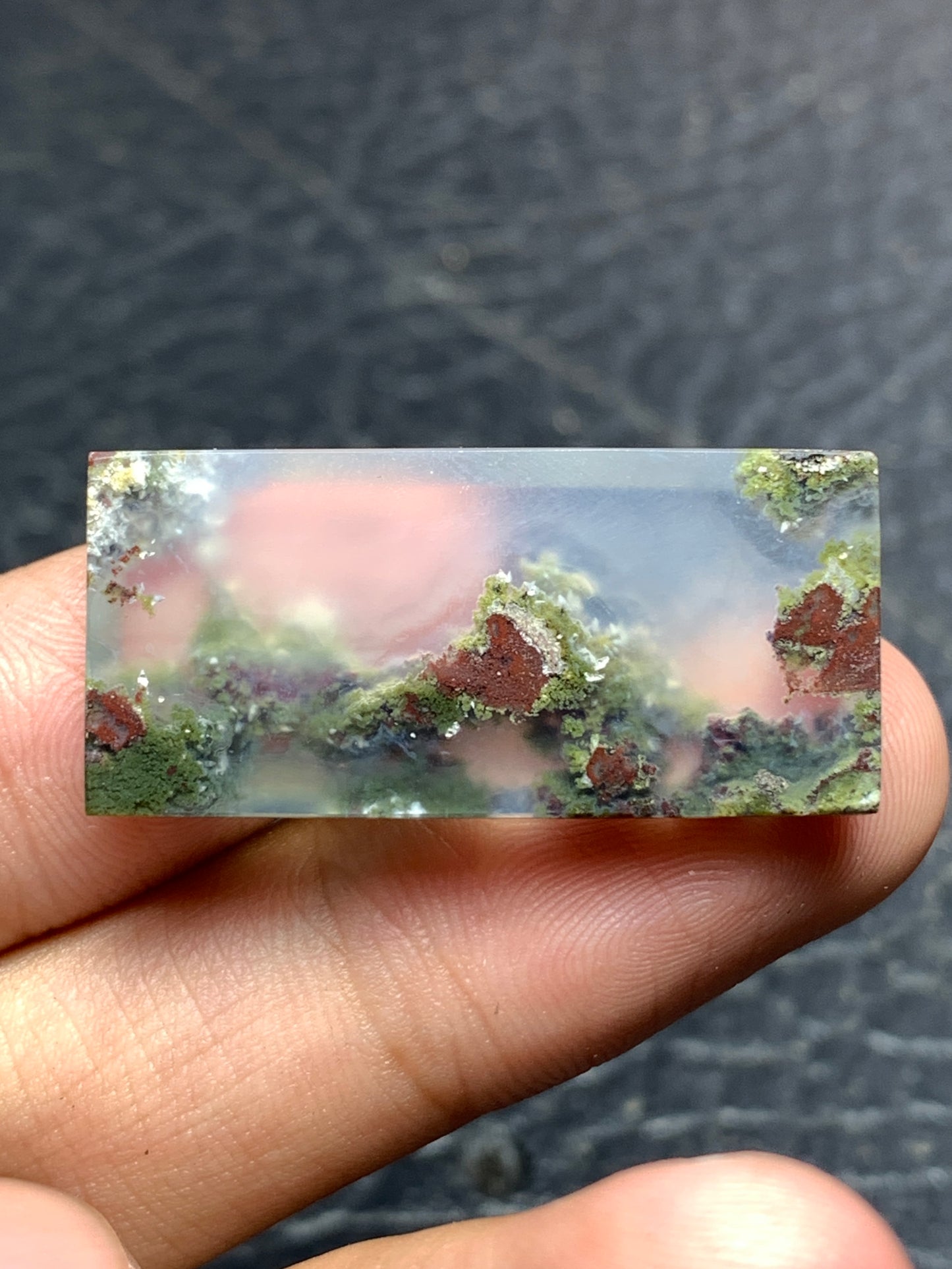 Scenic Moss Agate Rectangle Cabochon 32x15x4.5mm