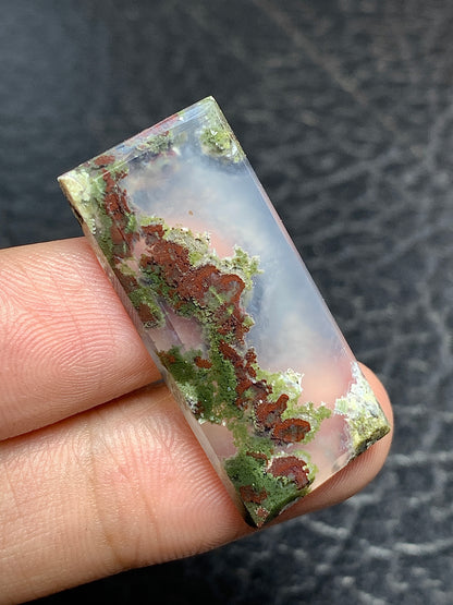 Scenic Moss Agate Rectangle Cabochon 32x15x4.5mm