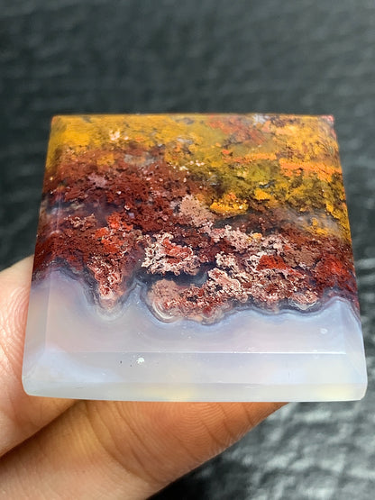 Scenic Moss Agate Rectangle Cabochon 33x30x5.6mm