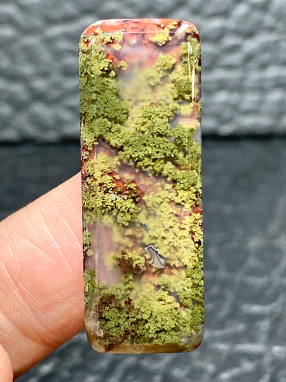 Scenic Moss Agate Rectangle Cabochon 34x12.5x4.5mm