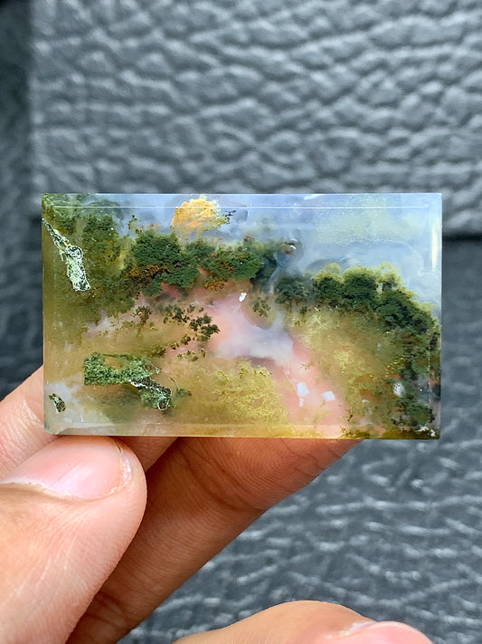 Scenic Moss Agate Rectangle Cabochon 39.5x29x5mm