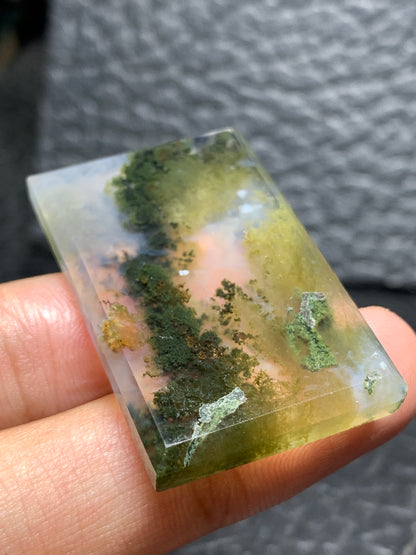 Scenic Moss Agate Rectangle Cabochon 39.5x29x5mm