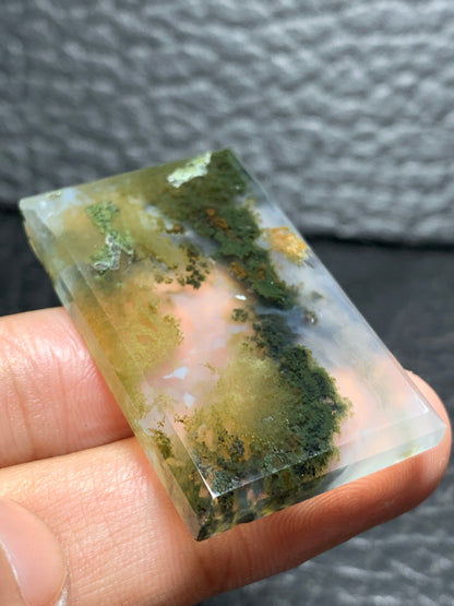 Scenic Moss Agate Rectangle Cabochon 39.5x29x5mm