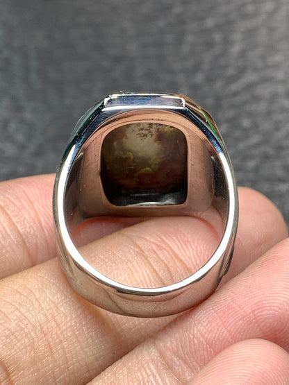 Scenic Moss Agate Rings 15x11x6.5mm, 9 USA/Canada