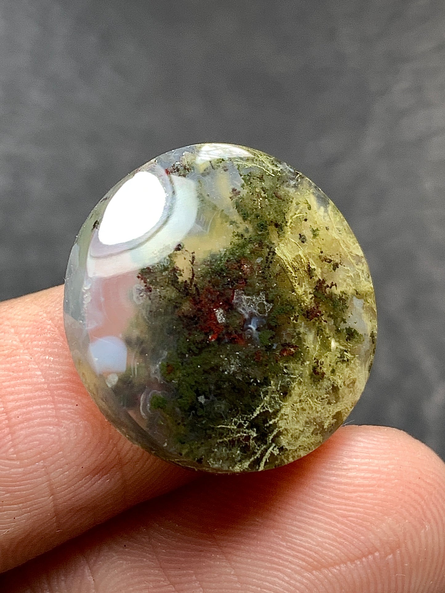 Scenic Moss Agate Round Cabochon 18x18x5.5mm