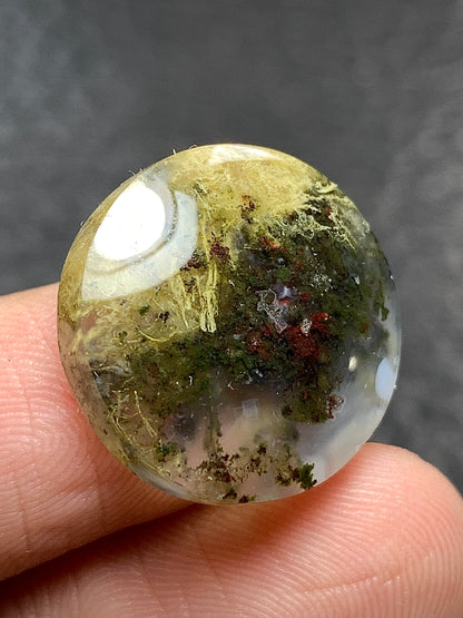 Scenic Moss Agate Round Cabochon 18x18x5.5mm