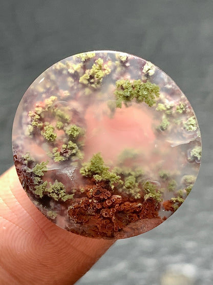 Scenic Moss Agate Round Cabochon 19x19x3.5mm