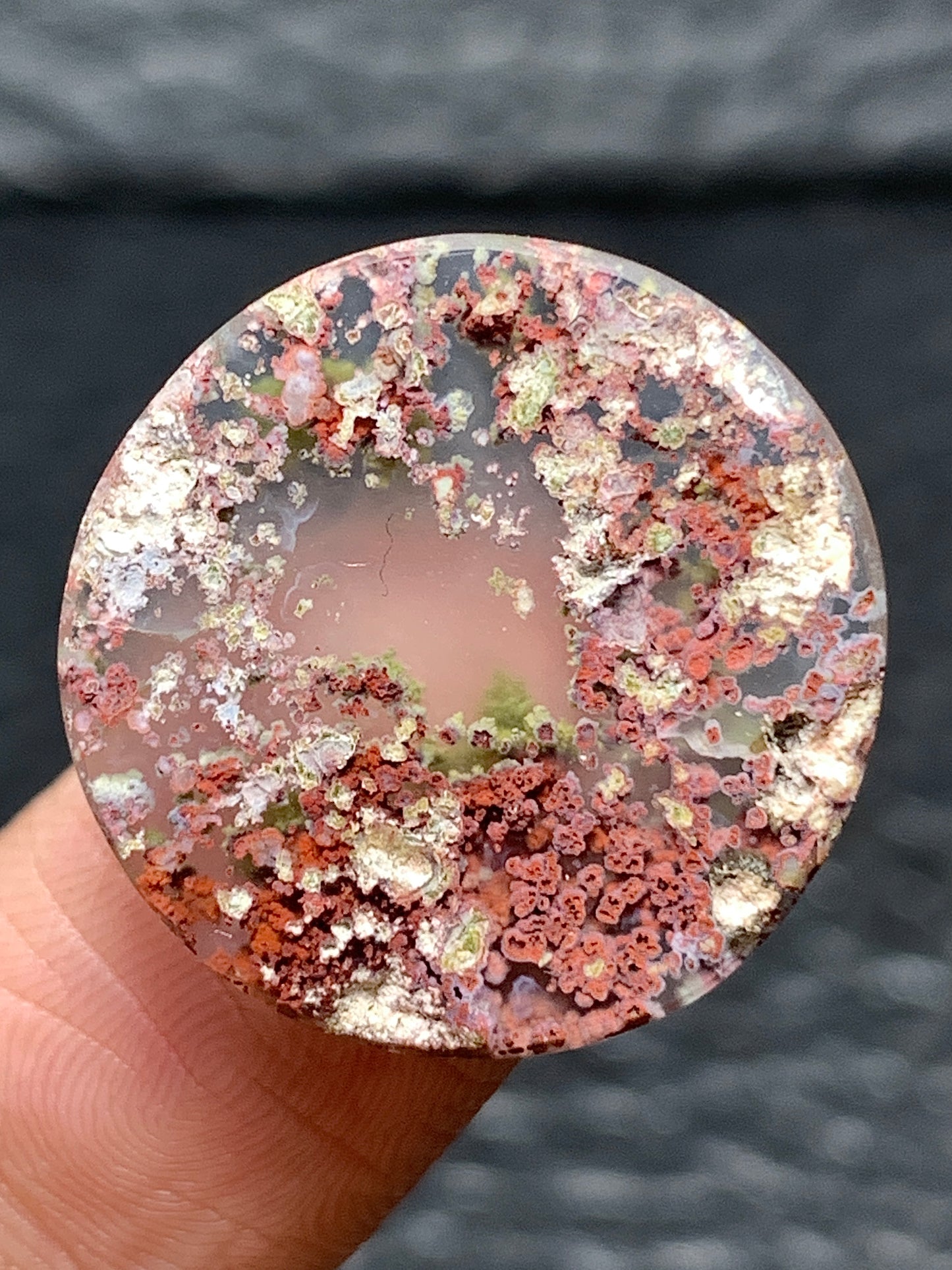 Scenic Moss Agate Round Cabochon 19x19x3.5mm