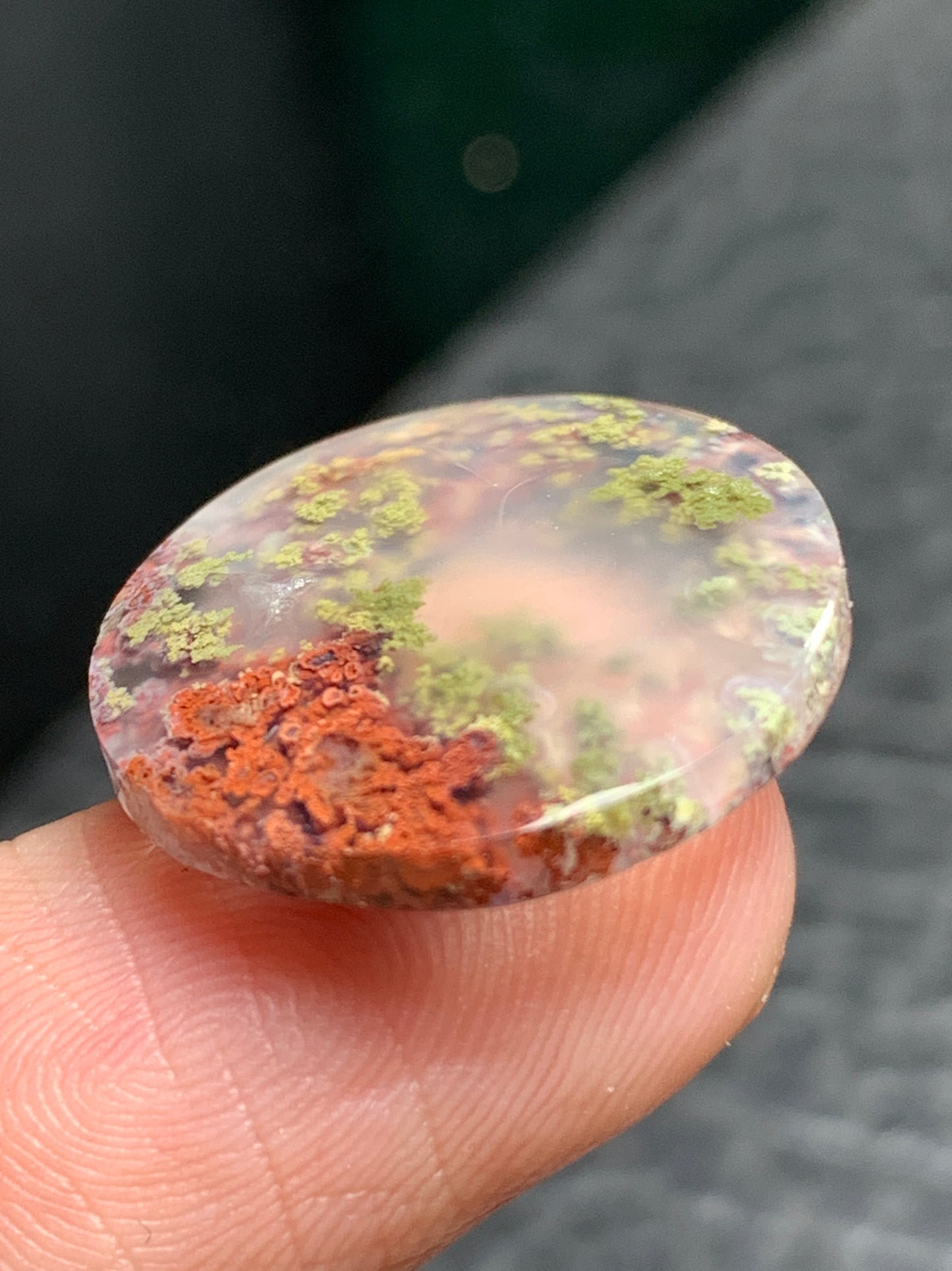 Scenic Moss Agate Round Cabochon 19x19x3.5mm