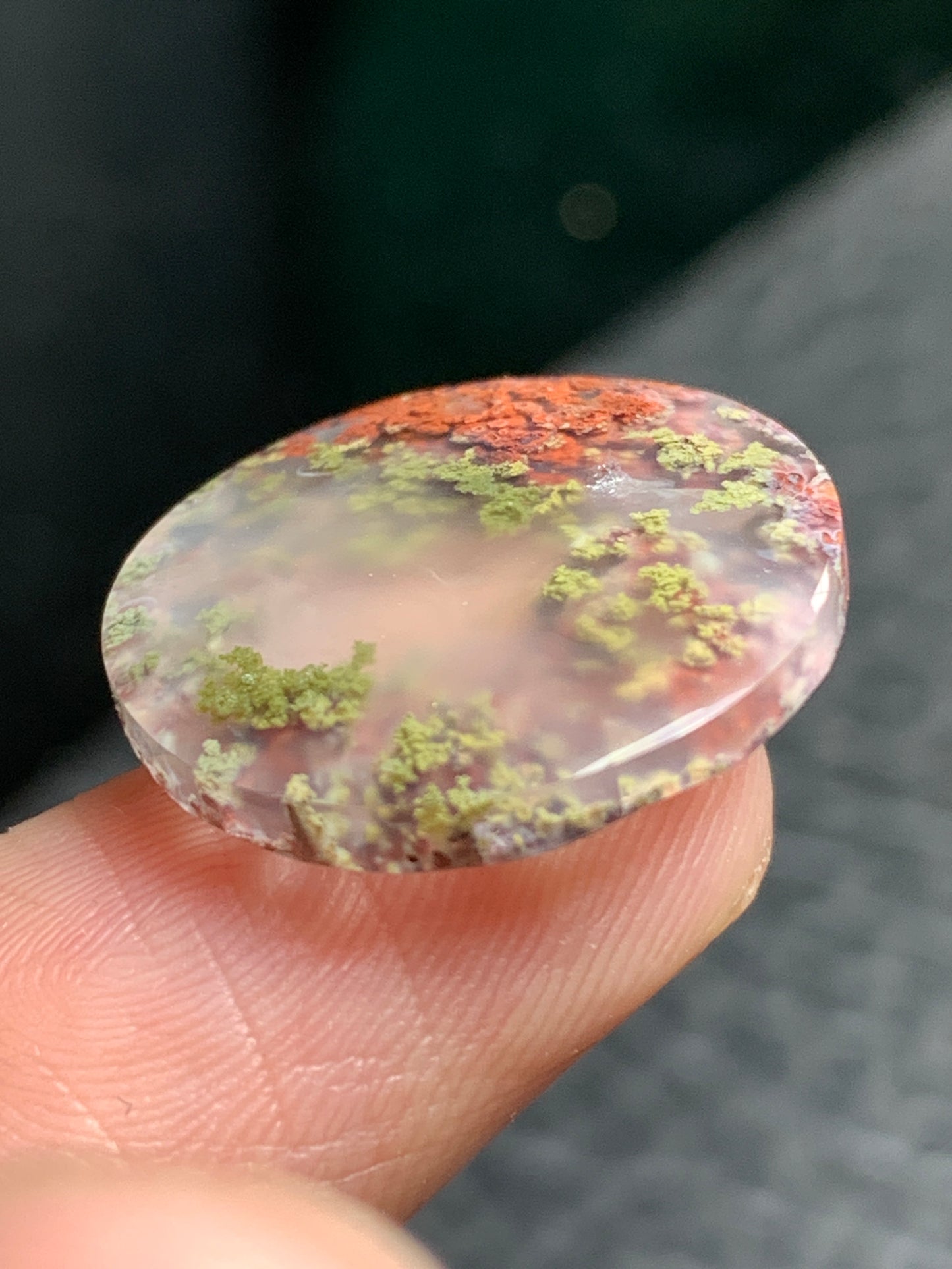 Scenic Moss Agate Round Cabochon 19x19x3.5mm