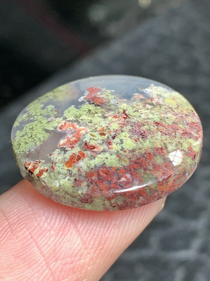 Scenic Moss Agate Round Cabochon 19x19x4.5mm