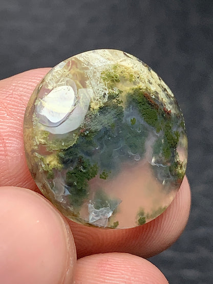 Scenic Moss Agate Round Cabochon 19x19x5mm