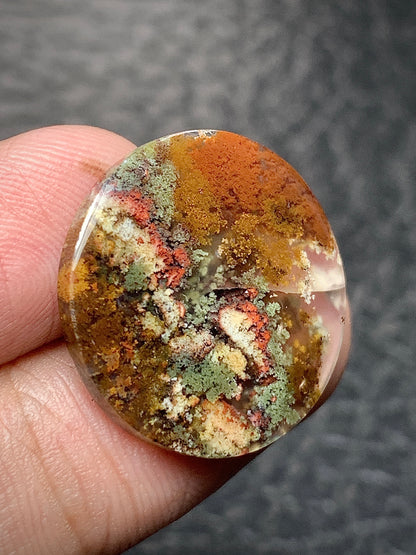 Scenic Moss Agate Round Cabochon 21x21x3.5mm