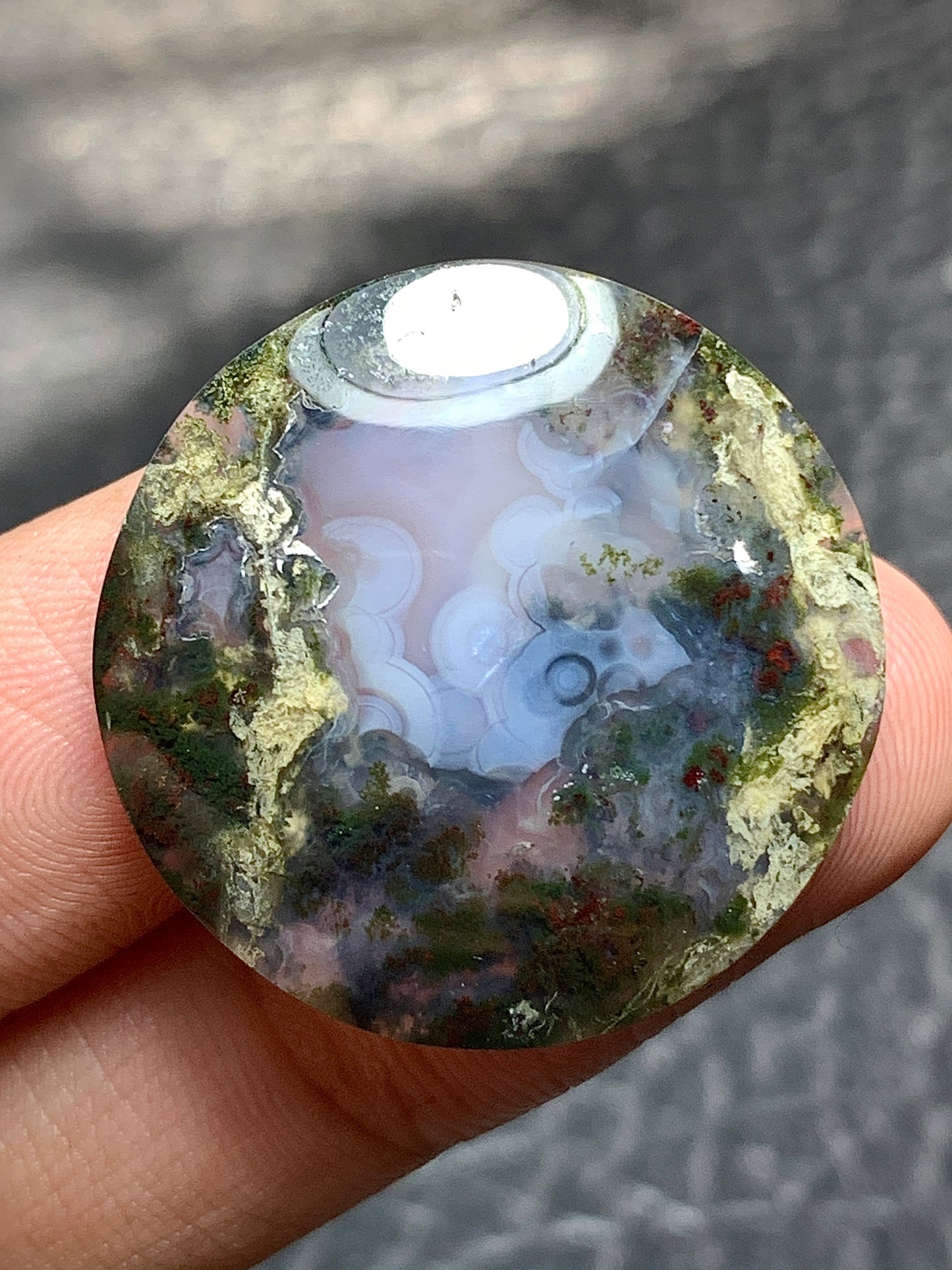 Scenic Moss Agate Round Cabochon 26x26x6mm