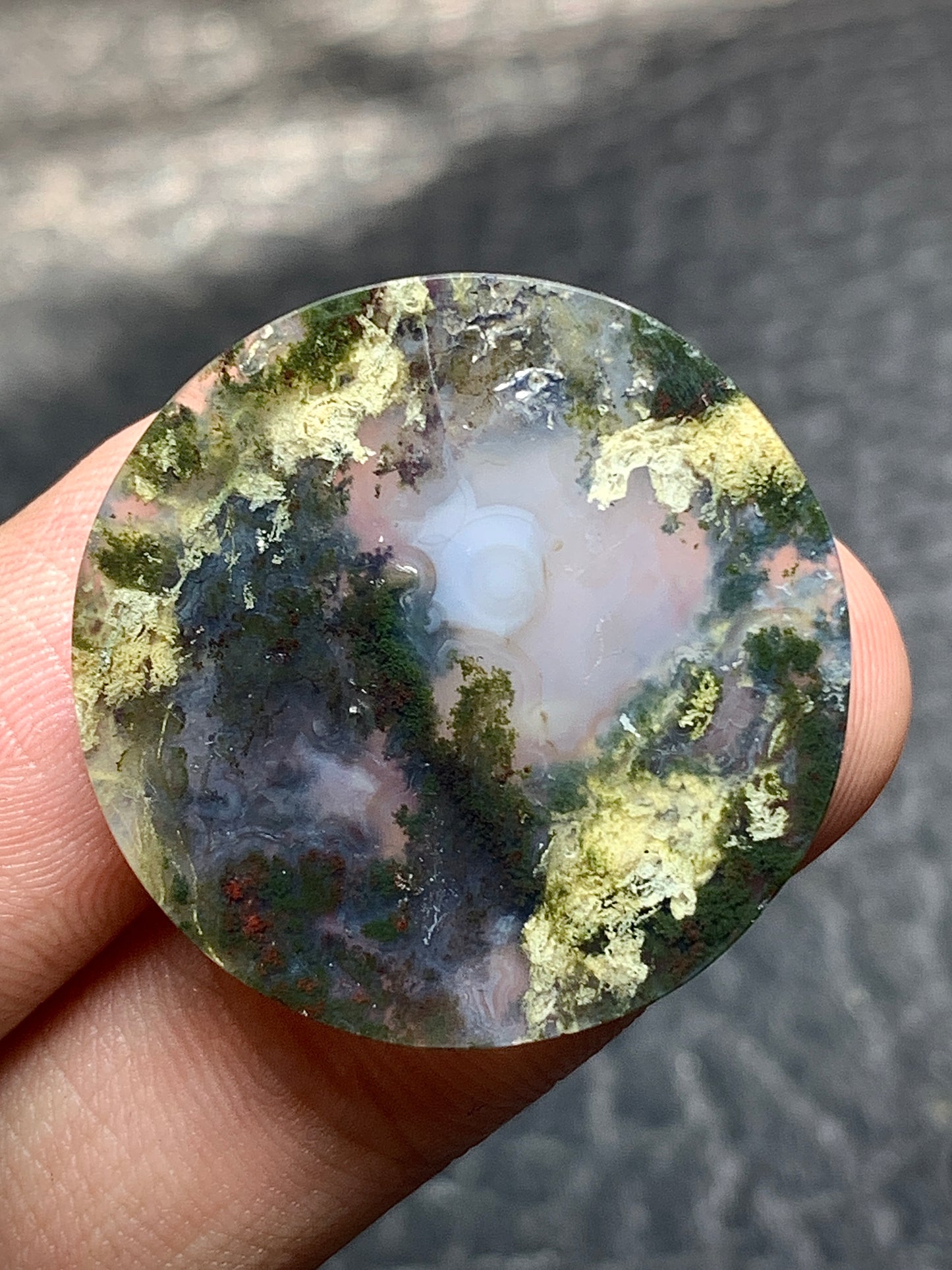 Scenic Moss Agate Round Cabochon 26x26x6mm