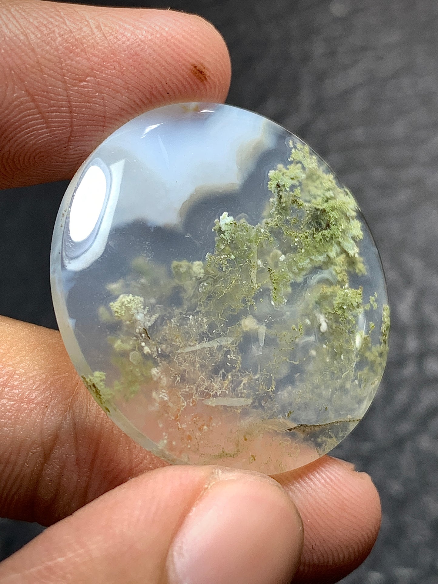 Scenic Moss Agate Round Cabochon 28.7x28.7x4.5mm