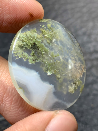 Scenic Moss Agate Round Cabochon 28.7x28.7x4.5mm