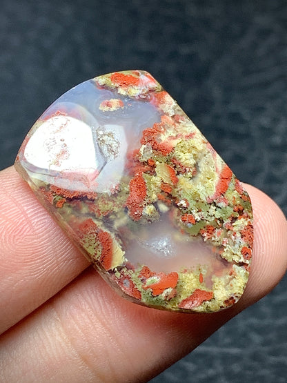 Scenic Moss Agate Shield Cabochon 28.5x18.5x5mm