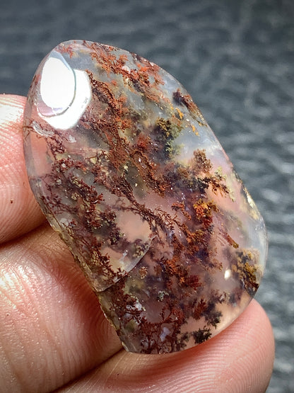 Scenic Moss Agate Shield Cabochon 30x20x4mm