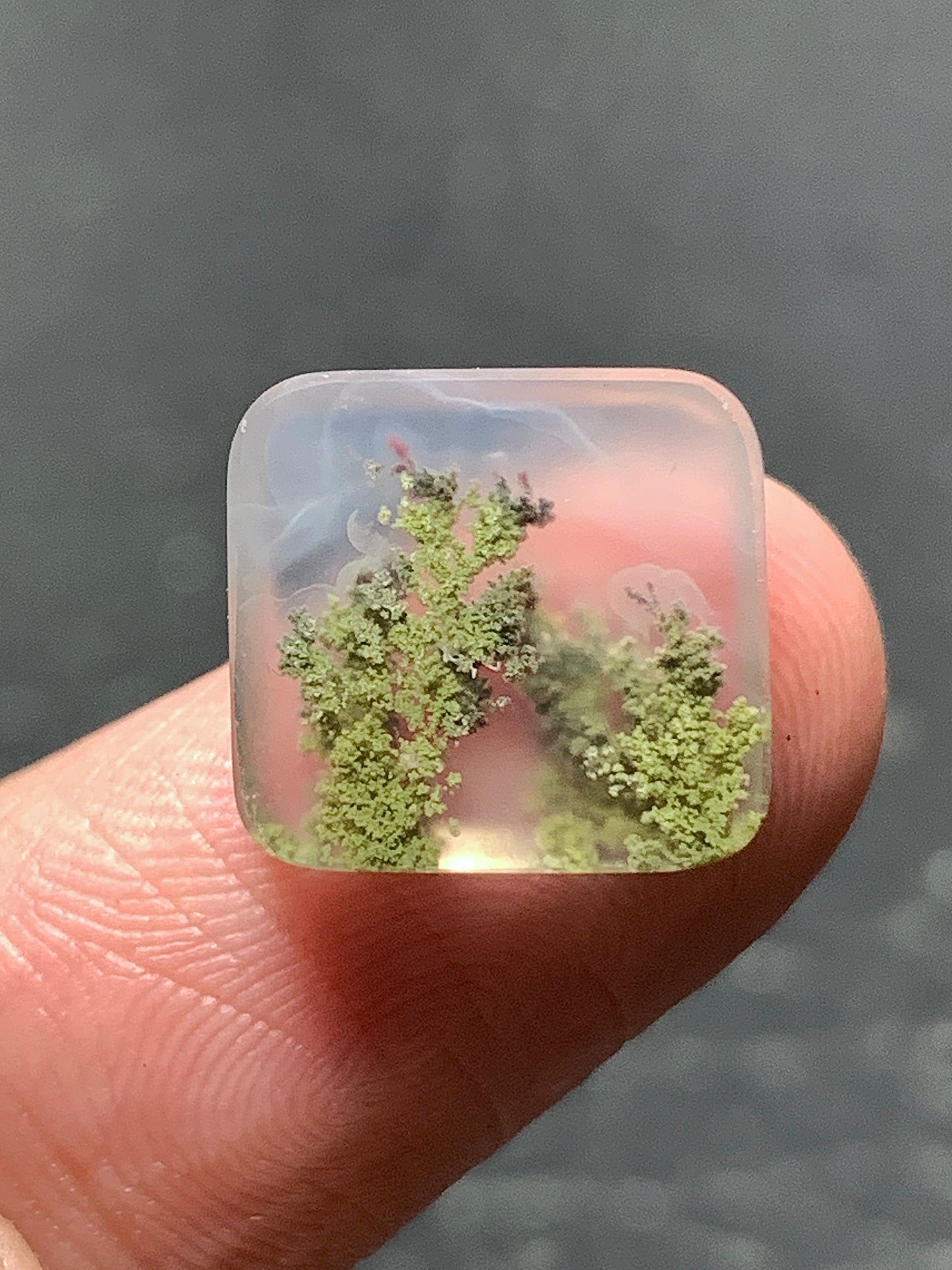 Scenic Moss Agate Rectangle Cabochon 12x11x3.7mm