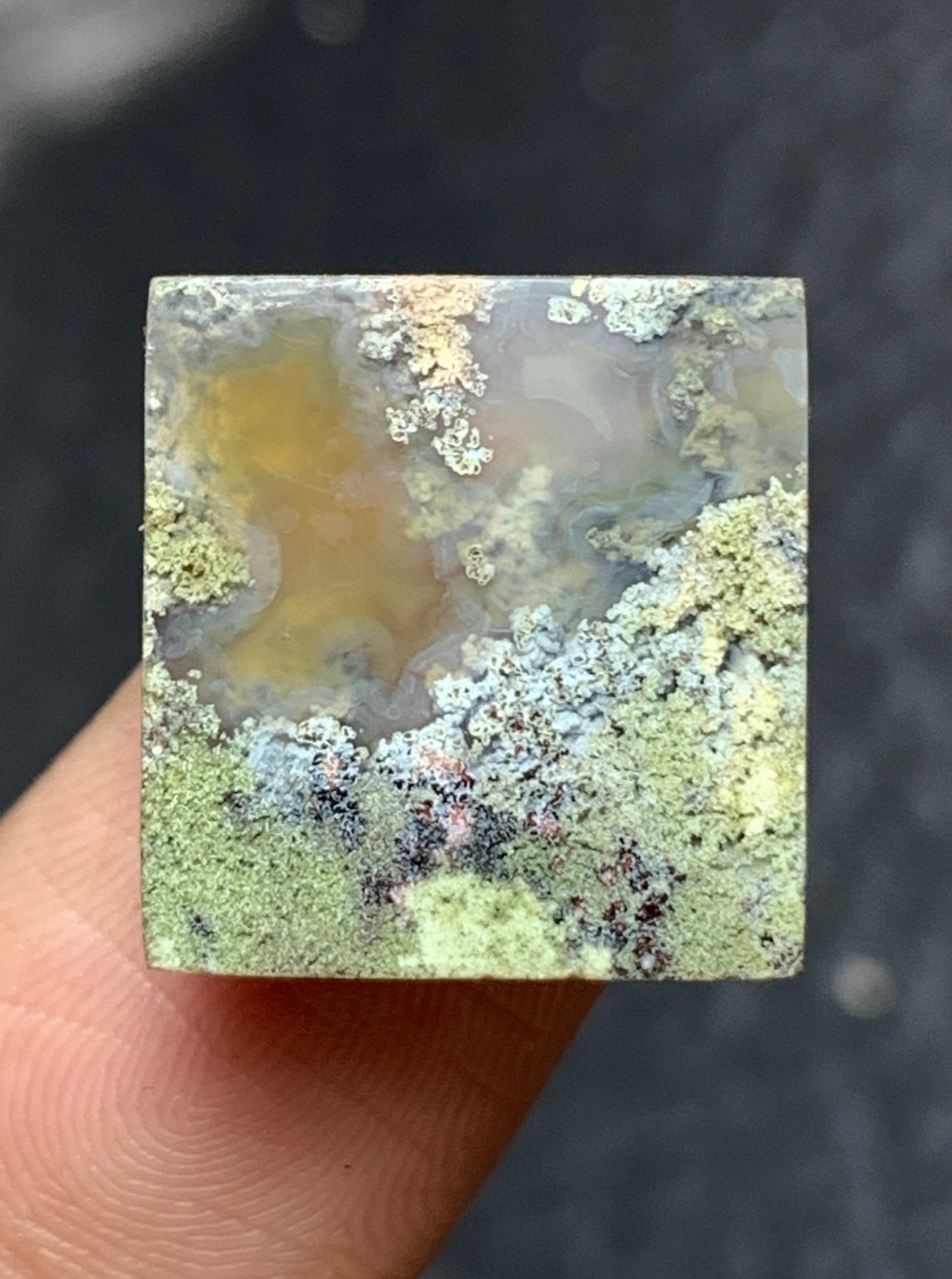 Tiny Scenic Moss Agate Square Cabochon 16x15x4.8mm