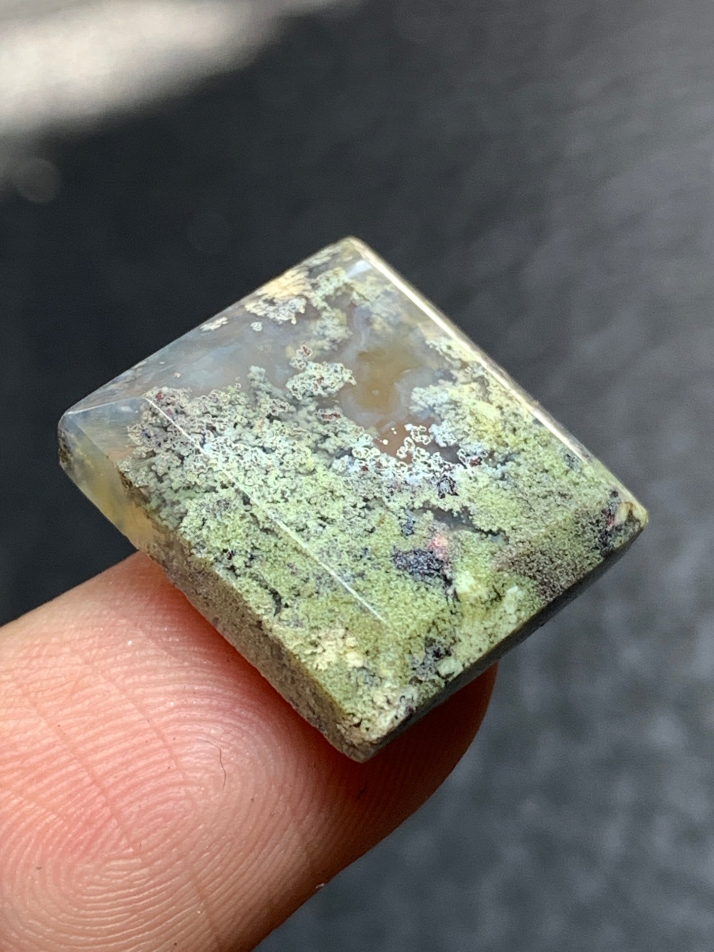 Tiny Scenic Moss Agate Square Cabochon 16x15x4.8mm