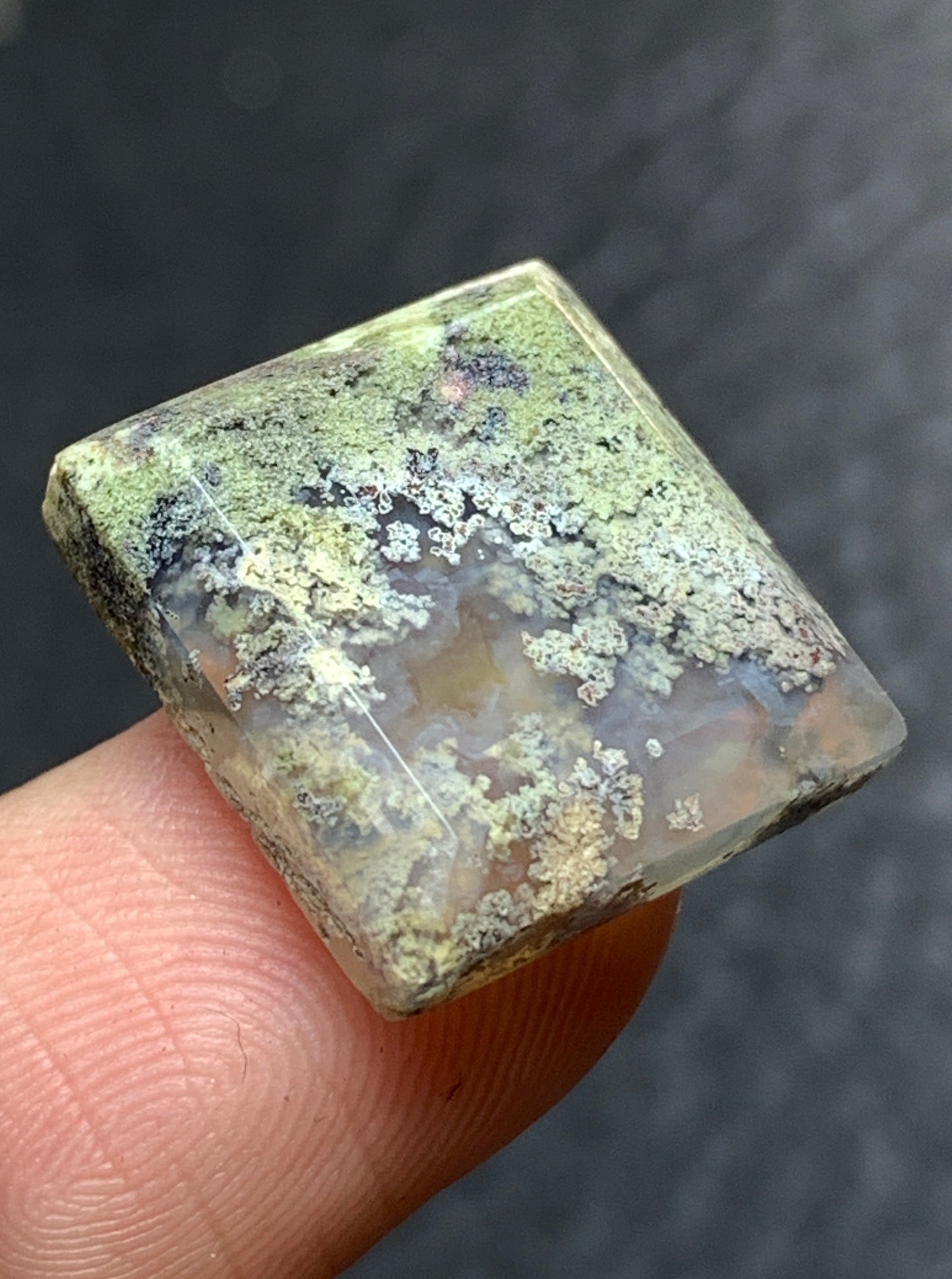 Tiny Scenic Moss Agate Square Cabochon 16x15x4.8mm