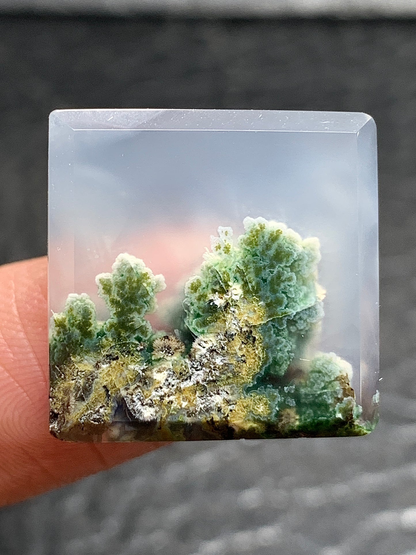 Scenic Moss Agate Square Cabochon 19.2x19.2x4.8mm