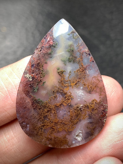 Scenic Moss Agate Teardrop Cabochon 34x24x6mm