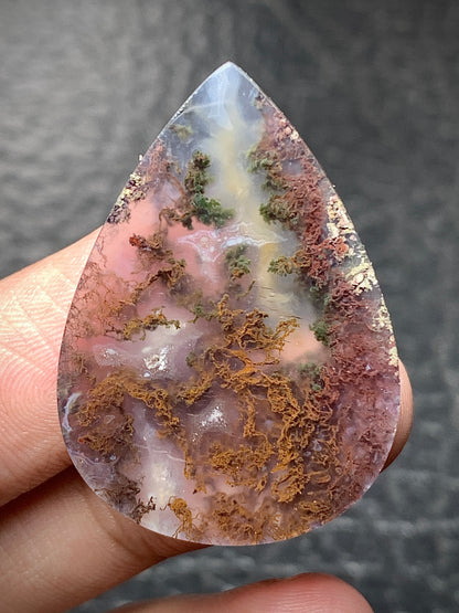 Scenic Moss Agate Teardrop Cabochon 34x24x6mm