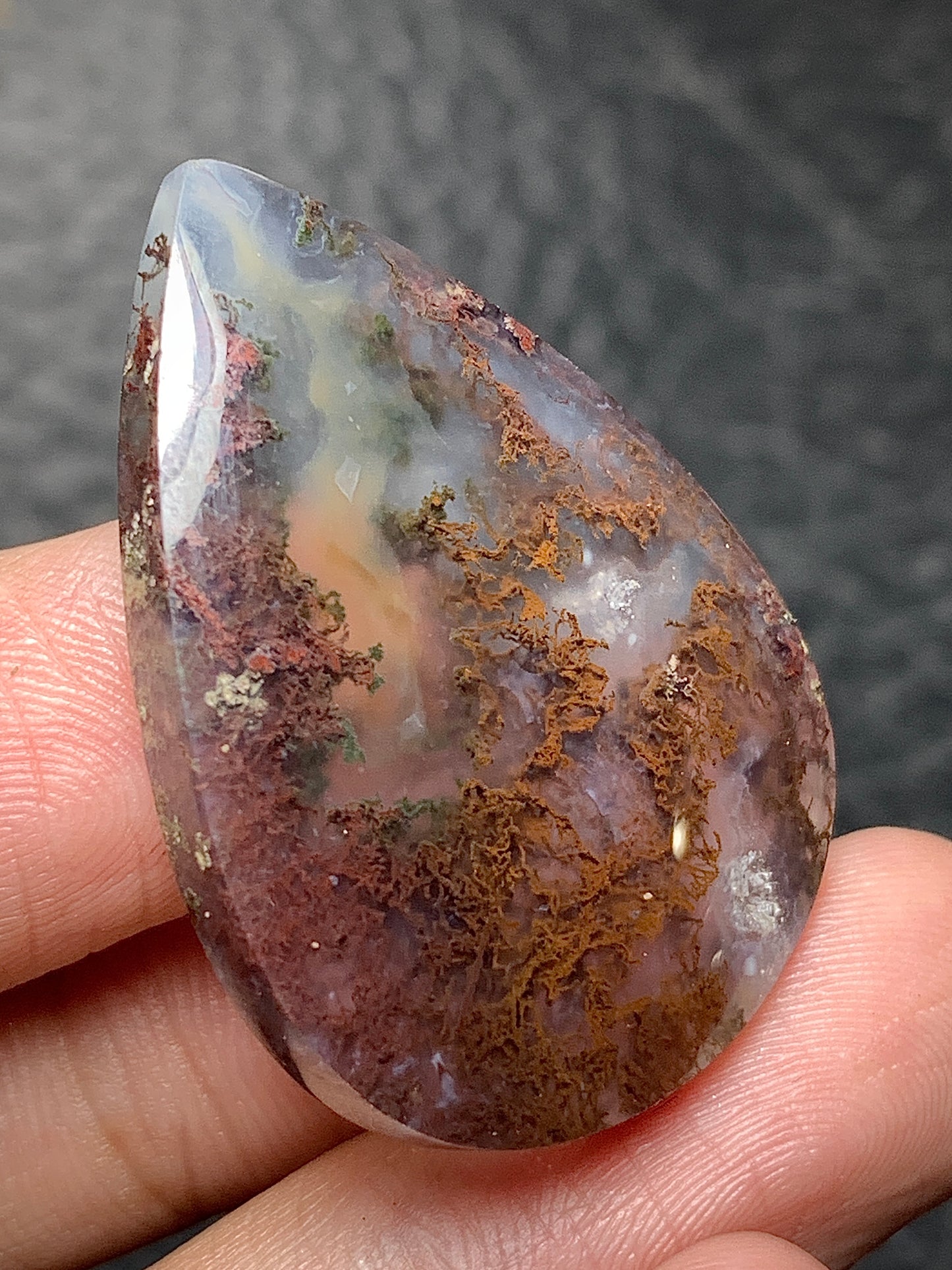 Scenic Moss Agate Teardrop Cabochon 34x24x6mm