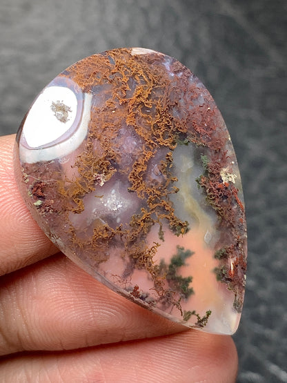 Scenic Moss Agate Teardrop Cabochon 34x24x6mm