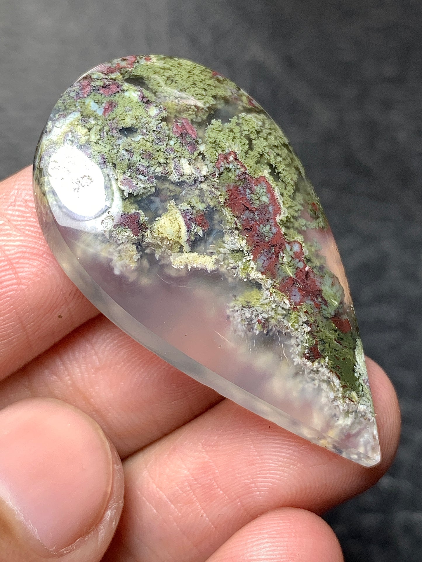 Scenic Moss Agate Teardrop Cabochon 38x22x6.5mm