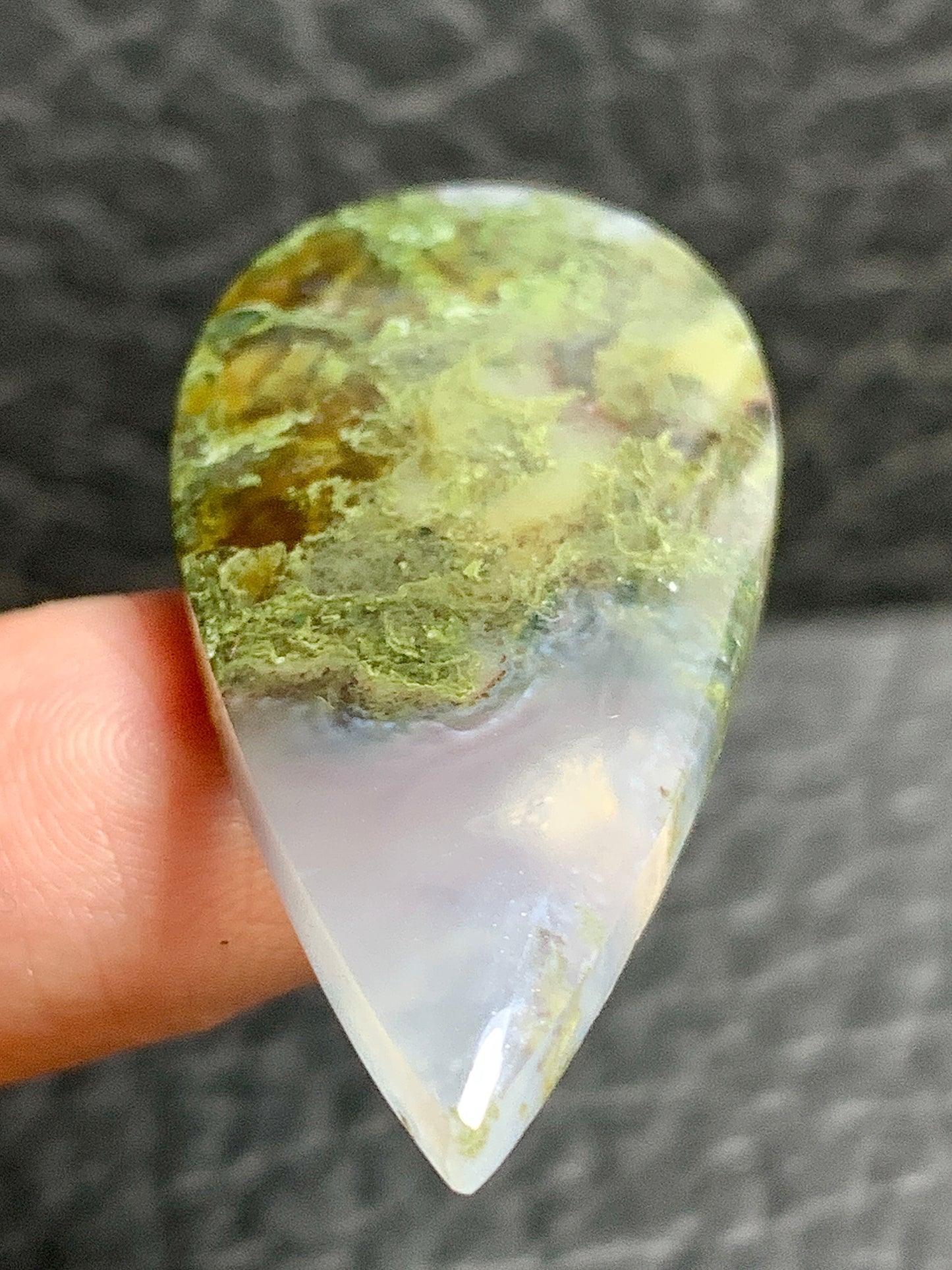 Scenic Moss Agate Teardrop Cabochon 43x20x6mm