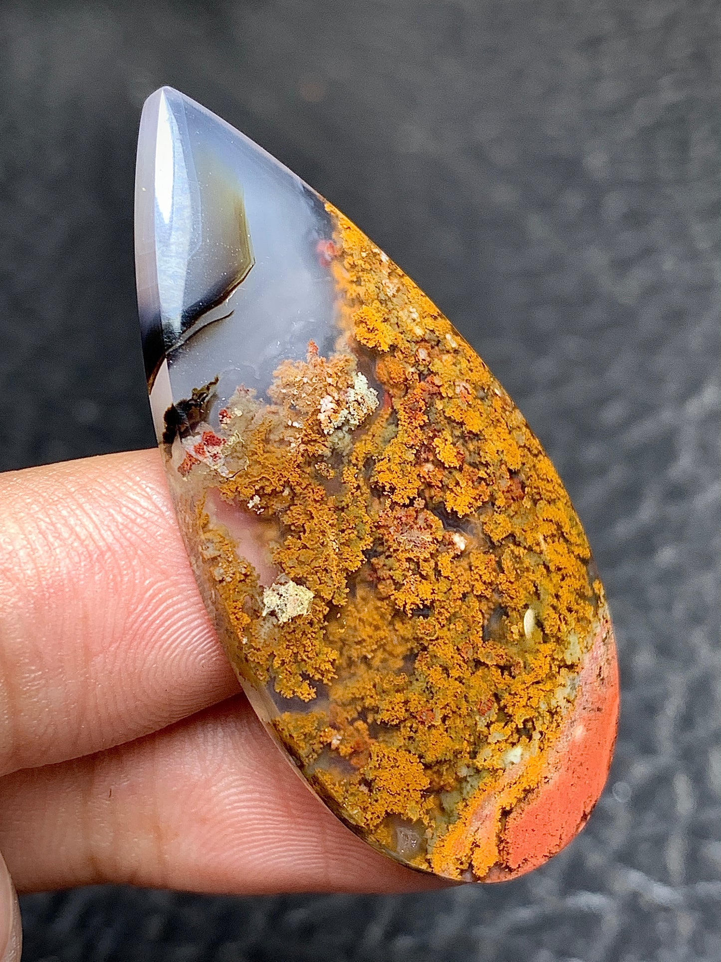 Scenic Moss Agate Teardrop Cabochon 45x22x5mm