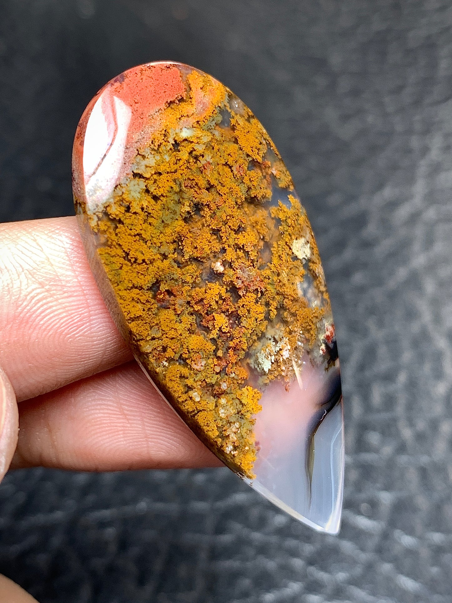 Scenic Moss Agate Teardrop Cabochon 45x22x5mm