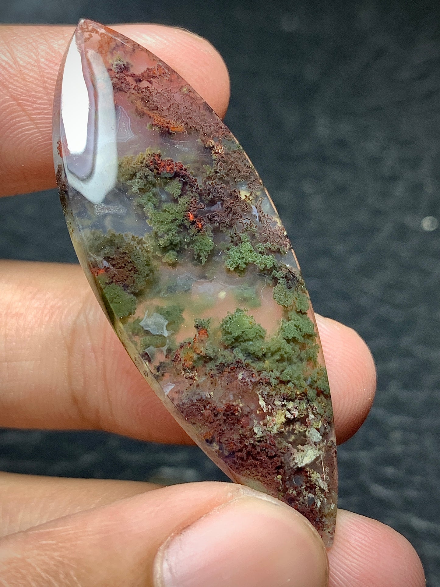 Scenic Moss Agate Teardrop Cabochon 46.5.17x4mm